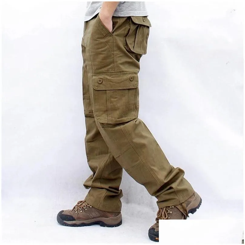 Men`S Pants Mens Overalls Cargo Mti Pockets Tactical Work Casual Pantalon Hombre Streetwear Army Straight Trousers Drop Delivery Appa Dhgrr