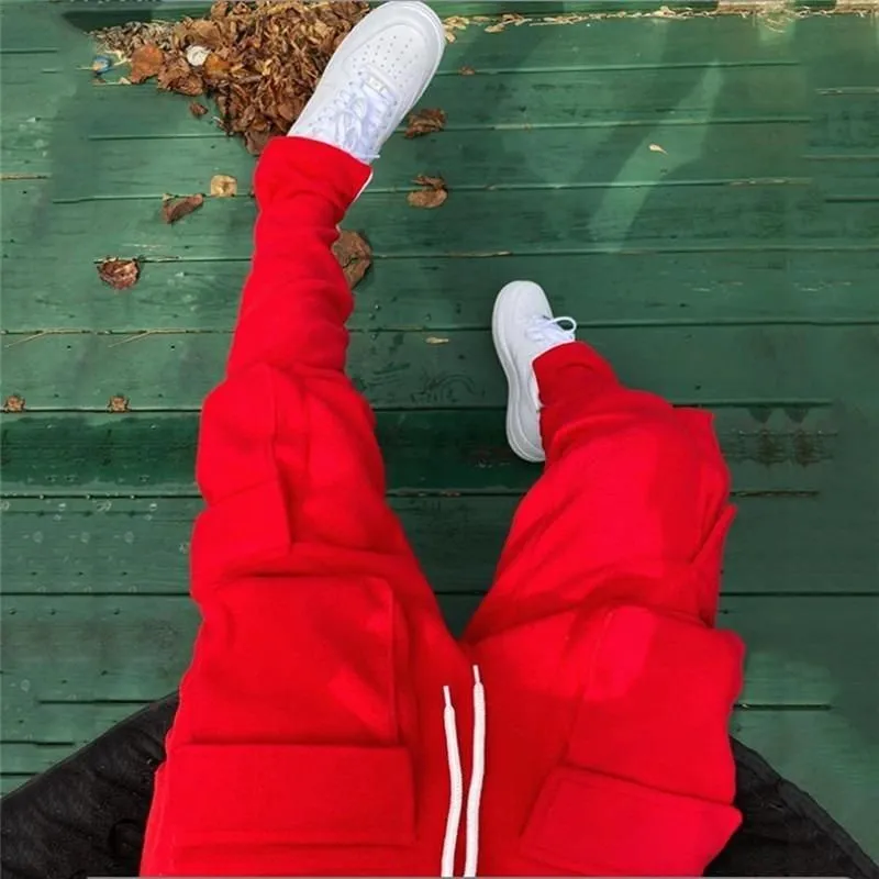 Men`s Pants Autumn Winter Fleece Warm Men Streetwear Sweatpants Trousers Work Jogging Outdoor Hip Hop Male Sweat 4XL
