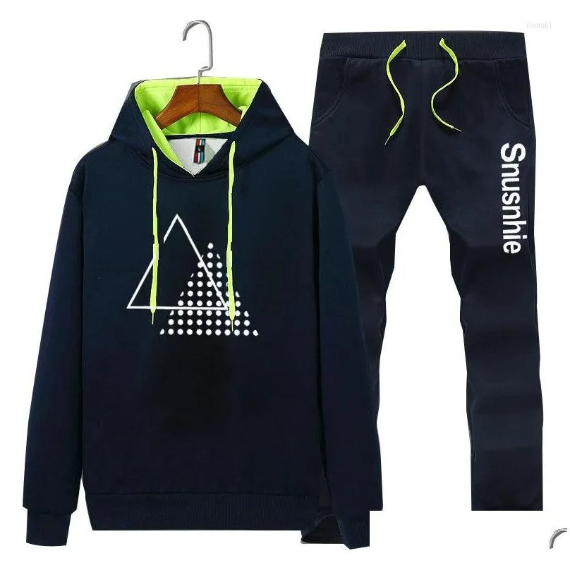 Men`S Tracksuits Mens Set Sweatsuits Sweatshirts Hooded Comfortable Jogging Sweatpants Plover Sport Gyms Two-Piece Sets Streetwear Dr Dhfld