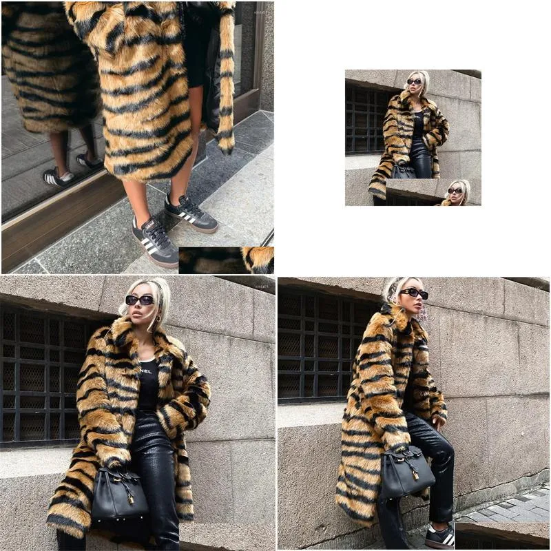 Women`S Fur & Faux Womens Winter Leopard Women Coat Warm P Overcoat Fashion High Quality Imitate Jacket Plus Size 4Xl 5Xl 6Xl 7Xl 8Xl Dhr6F