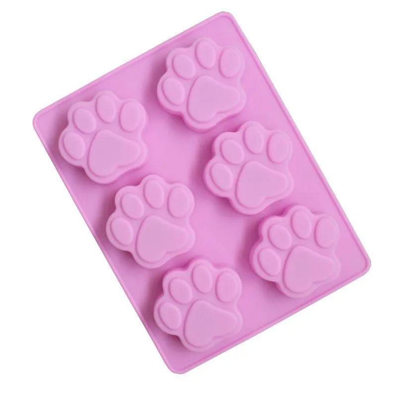 6 Cavity Cat Paw Print Silicone Fondant Cake Mould Candy Chocolate Soap Handmade Baking Mold Cake Decorating Tools