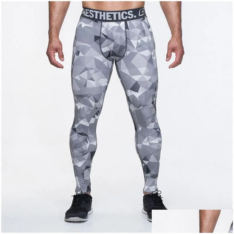 Men`S Pants Camo Mens Compression High Elastic Joggers Fitness Clothing Slim Fit Sports Clothes Drop Delivery Apparel Dhfd3