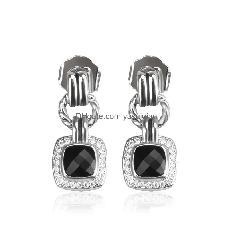 Dangle & Chandelier Earring Faux Black Onyx Earrings With Zircon Fashion Design Womens Wedding Jewelry Drop Delivery Dhh2P