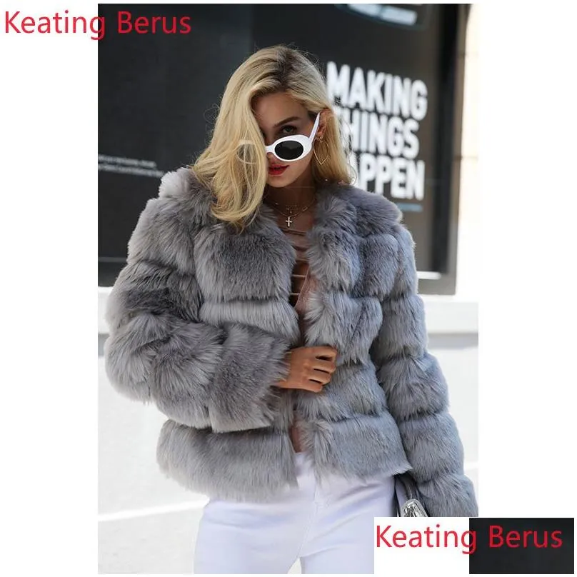 Women`S Fur & Faux Keating Berus Womens Fake Imitation Winter Coat Fashion Shirt Slim Elegant Warm Clothing 0616 Drop Delivery Apparel Dhar1