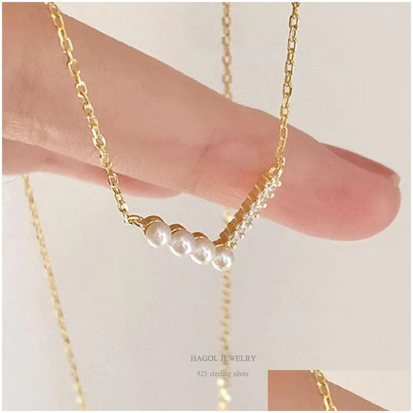 Pendant Necklaces Dainty Pearl Necklace Art Deco Mti-Diamond Curved Wedding Jewelry June Birthstone Drop Delivery Pendants Dhxm2