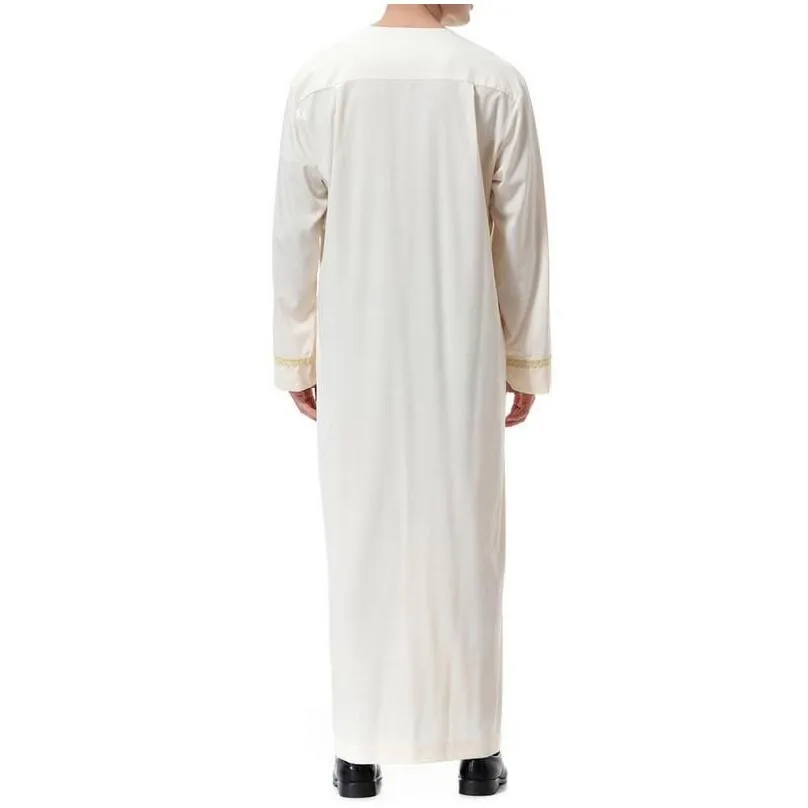 Men`S T-Shirts Muslim Jubba Thobe Islamic Mens Clothing Sets Abaya Jilbab Moslem Shirt Robes Eid Mubarak Middle Ramadan Drop Delivery Dhboh