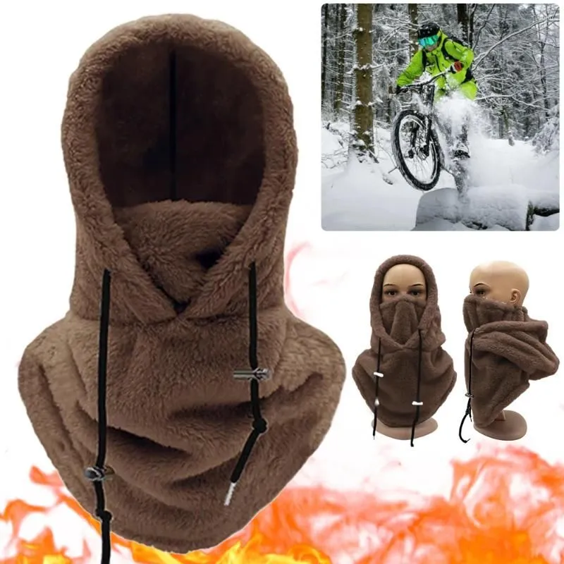 Cycling Caps Cold Weather Scarf With Adjustable Drawstring Winter Skiing Baraclava Hat Windproof Breathable For Women Men