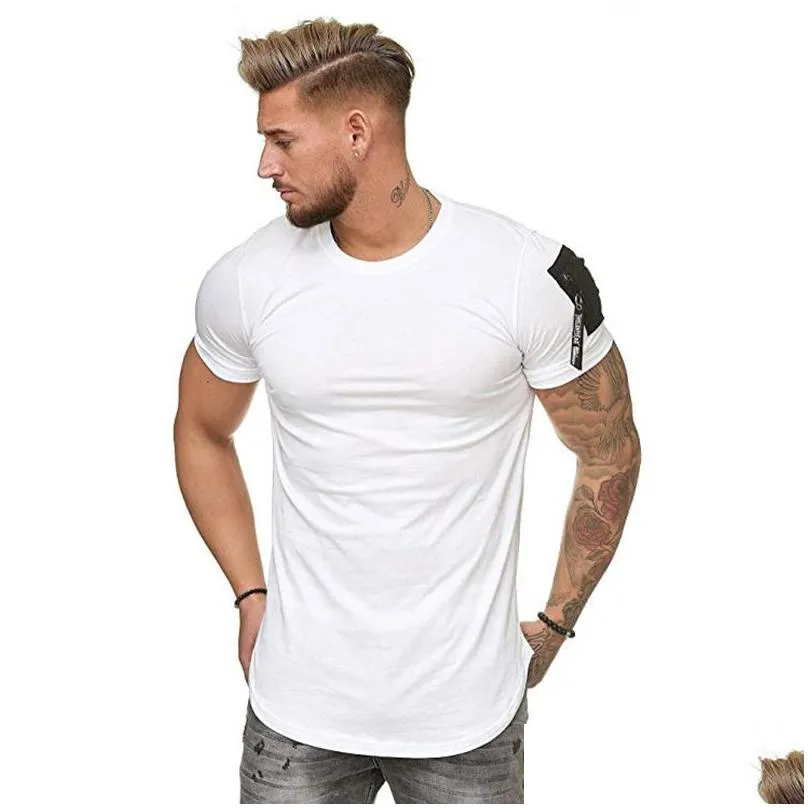 Men`S T-Shirts Mens T Shirts Short Sleeve T-Shirt Pocket Stitching Slim Casual Sports Clothes Drop Delivery Apparel Clothing Tees Polo Dhlgs