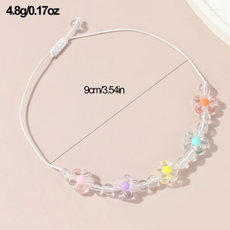 Anklets Transprant Flower Pendant For Women Creative Summer Fashion Vacation Jewelry Adjustable Lace Up Beaded Leg Bracelet