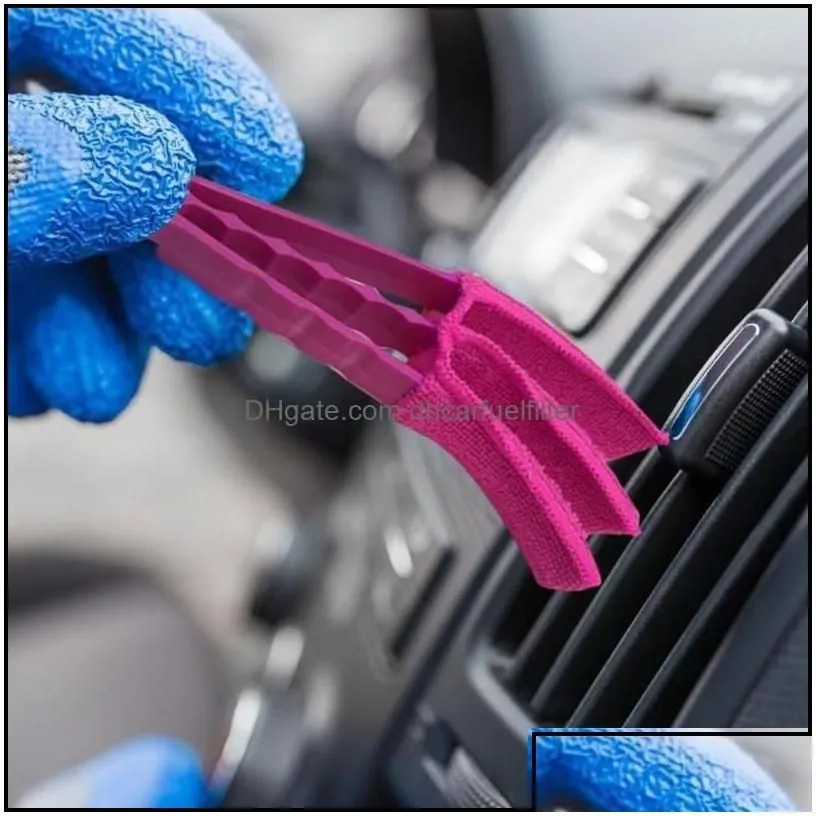 Car Sponge Cleaning Clip Brush Head Removable And Washable Blinds Air Conditioning Outlet Dead Angle Gap Drop Delivery Mobiles Motorcy