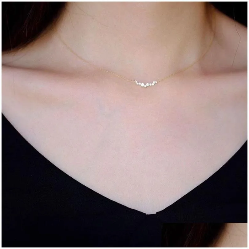 Pendant Necklaces Bridesmaid Jewelry Gifts Dainty Zirconia Diamond Snow Necklace 14K Gold Plated 925 Sier Drop Delivery Pendants Dhbus