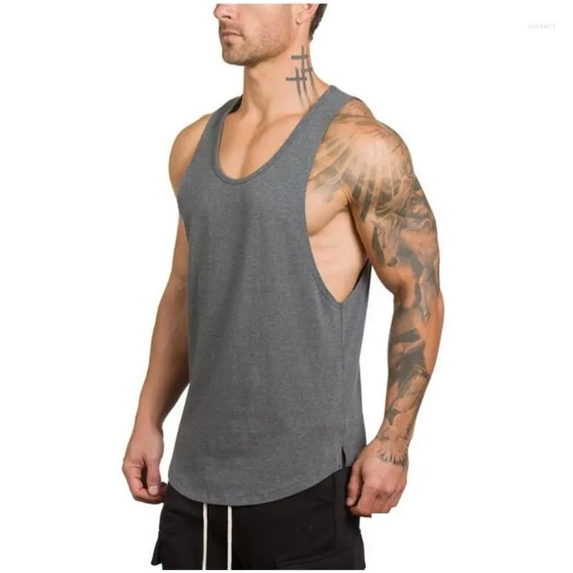 Men`S Tank Tops Mens Fitness Top Men Stringer Golds Sleeveless Bodybuilding Muscle Shirt Workout Vest Gyms Undershirt Drop Delivery A Dh7Ij