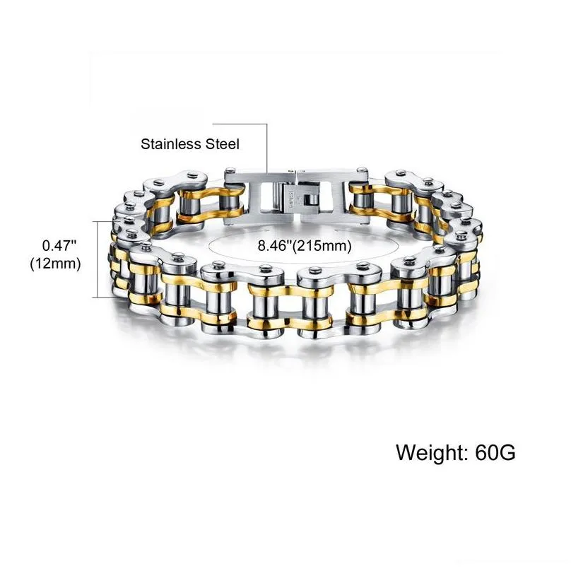 Chain Luxury Fashion Mens Titanium Stainless Steel Link Bracelet Two Tone Gold Plated Hiphop Jewelry Drop Delivery Bracelets Dhiiu
