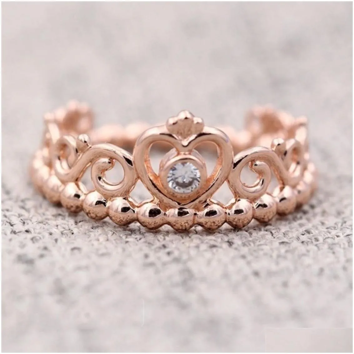 Band Rings Luxury Fashion Royal Crown Ring Simple Dainty 925 Sterling Sier Diamond Copper Womens Engagement Drop Delivery Jewelry Dhwwo