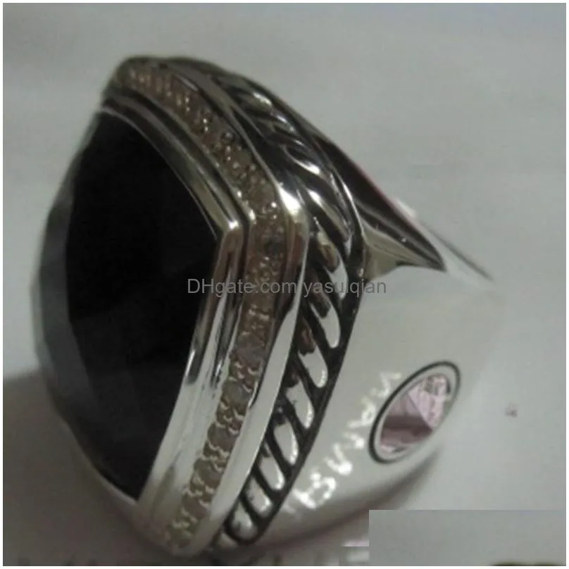Solitaire Ring Sier Jewelry 20Mm With Hematite And Czs Design Fine Womans Drop Delivery Dhsvf