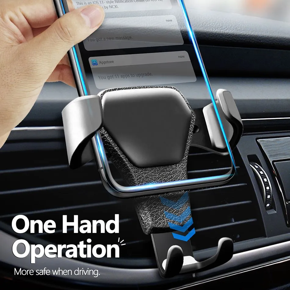 Universal Car Phone Holder Leather Gravity Car Bracket Air Vent Stand Mount For iPhone 8 XS XR Samsung Support Telephone Voiture