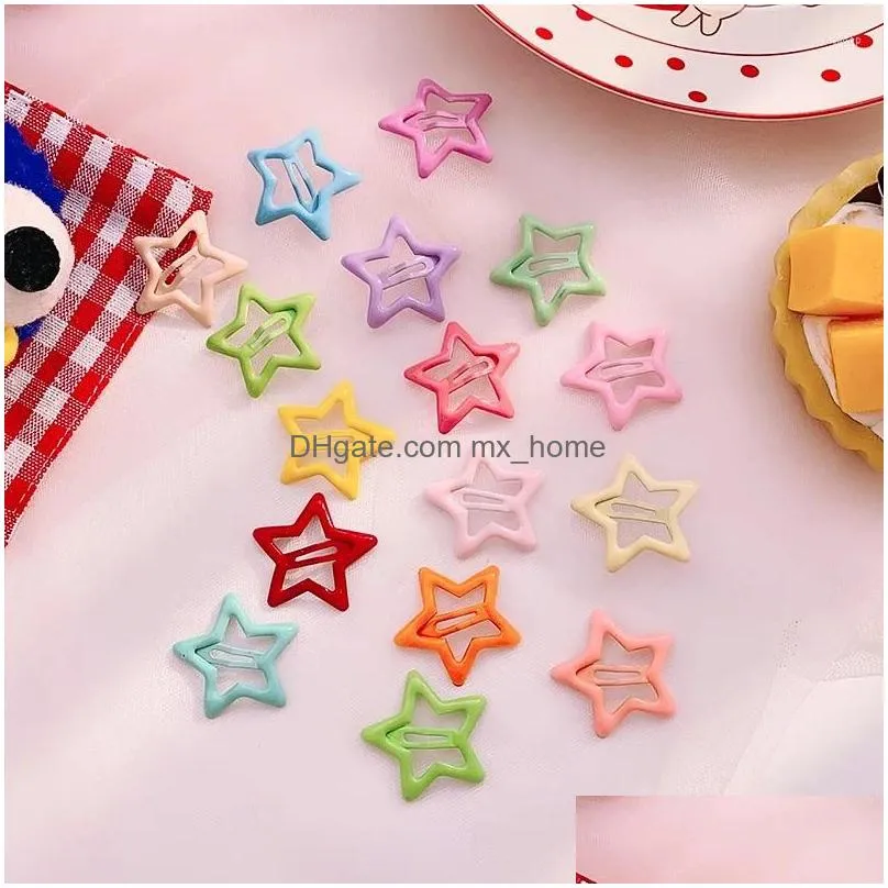 Hair Accessories 10Pcs/Set Korean Candy Color Star Pin Sweet Children Pentagram Clips For Baby Girls Headwear Kids Drop Delivery Mate Dhix3