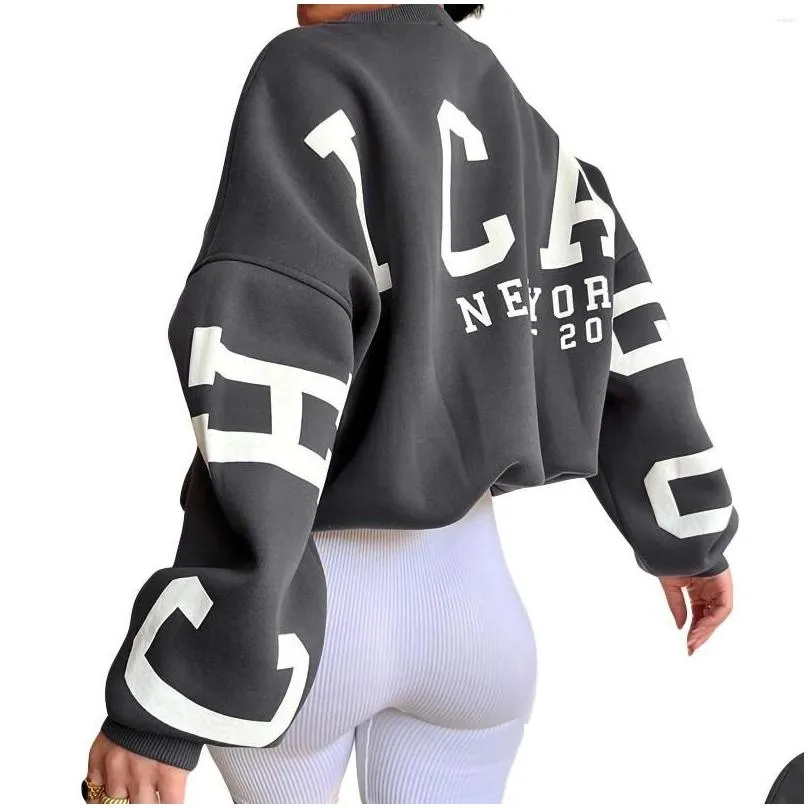 Women`S Hoodies & Sweatshirts Womens Women Y2K Loose Plover Letter Print Casual Thickened Long Sleeve Tops Autumn Hoodie Streetwear D Dhmes