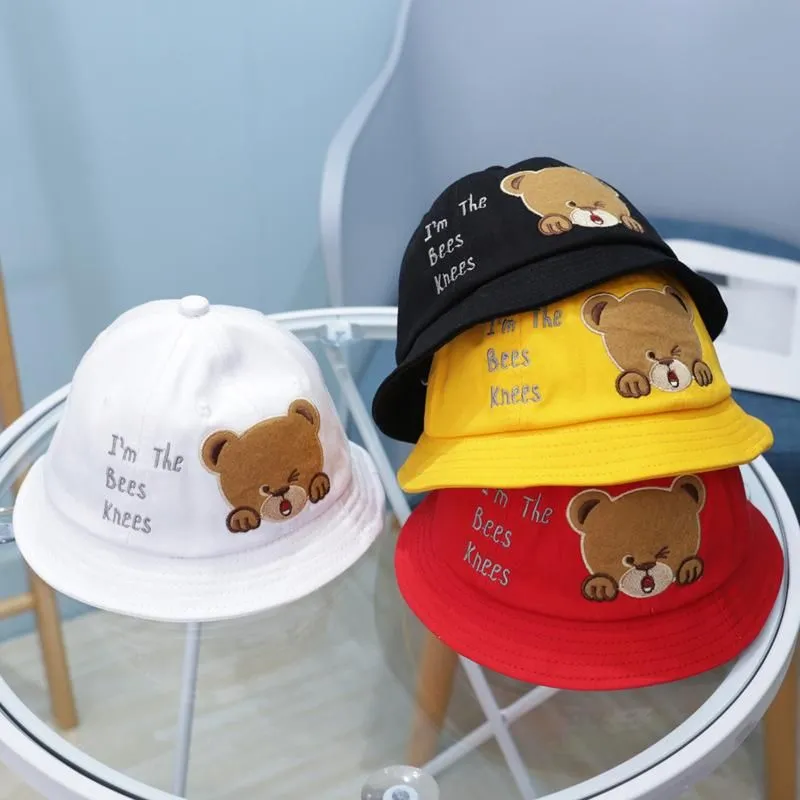 Caps & Hats Summer Baby Sun Hat Cute Cartoon Bear Boys Girls Bucket Toddler Kids Beach Fisherman Children