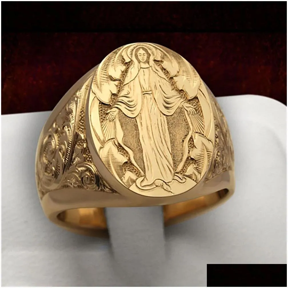 Band Rings Christian 2021 Fashion Virgin Mary Relius Ring For Men Women Boutique Jewelry Us Size 6-13 Drop Delivery Dhzw2