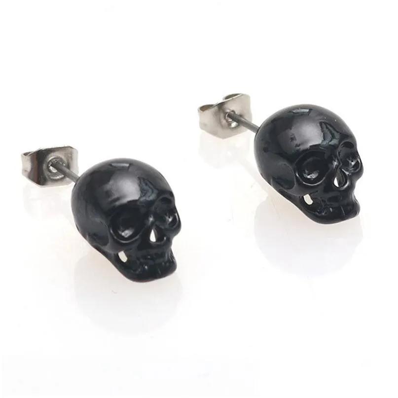 Hoop & Huggie European And United States Fashion Gothic Skl Skeleton Earring 925 Sier Stud Halloween Jewelry For Women Girlls Drop De Dhnfa