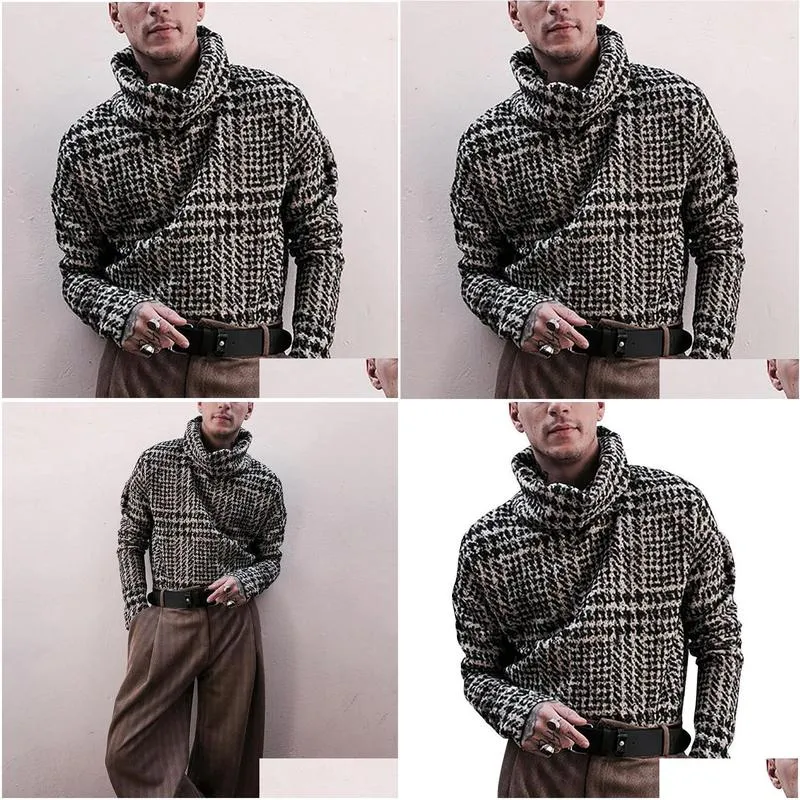Men`S Sweaters Man Streetwear Clothes Turtleneck Sweater Men L Xl Long Sleeve Knitted Plovers Autumn Winter Soft Warm Drop Delivery A Dhrpj