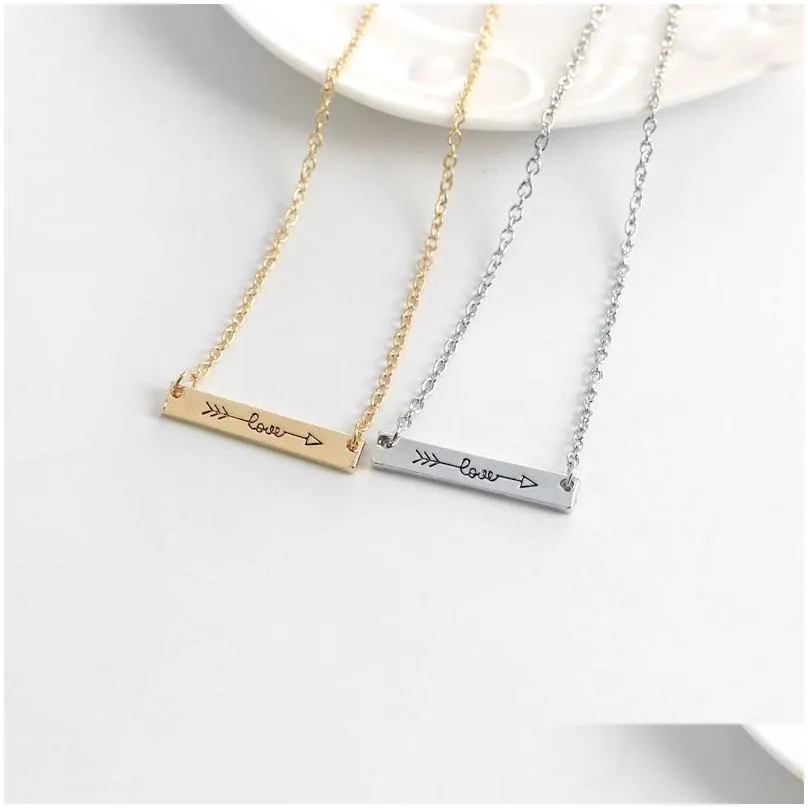Pendant Necklaces Isang Ingenious Lovers Love Letters Pendants Necklace Alloy Arrow Through Heart Short Chain Jewelry Gift Drop Delive Dhkwa