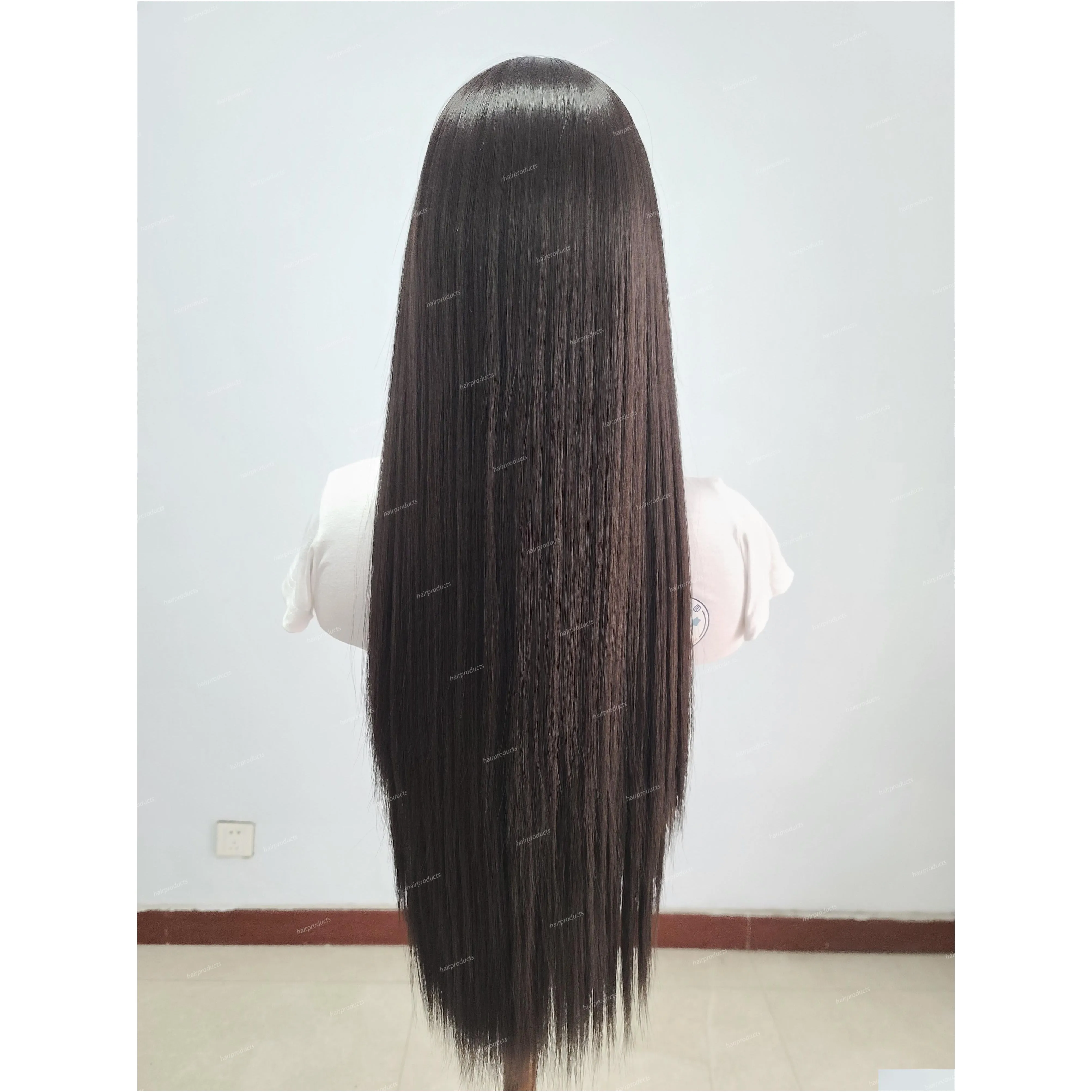 Lace front wig natural color long straight hair chemical fiber high temperature silk matte synthetic lace wig daily wear Korean high temperature fiber wig