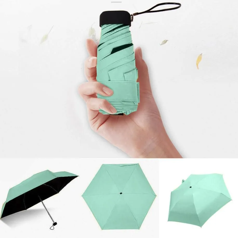 Foldable Mini Umbrella Candy Color Traveling Rain Gear Rainy Day Pocket Umbrella Folding Sun Umbrellas Travel