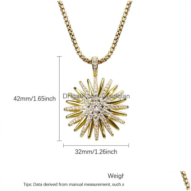 Pendant Necklaces Designer Women Necklace Men Luxury Amet Sunflower Fl Diamond Star Brand Retro Classic Couple Accessories Drop Delive Dh6Je