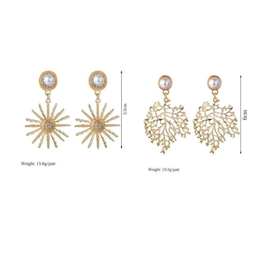 Stud Selling Womens 18K Gold Star Coral Charms Earring High Quality Pearl Rhinestone Luxury Jewelry Drop Delivery Earrings Dh3Vc