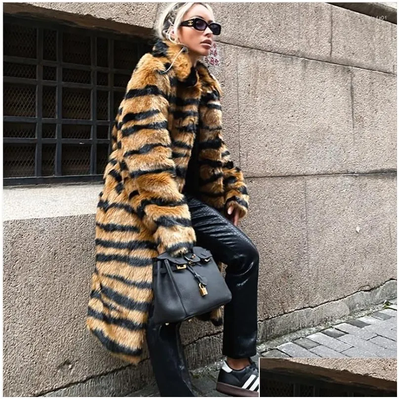 Women`S Fur & Faux Womens Winter Leopard Women Coat Warm P Overcoat Fashion High Quality Imitate Jacket Plus Size 4Xl 5Xl 6Xl 7Xl 8Xl Dhr6F