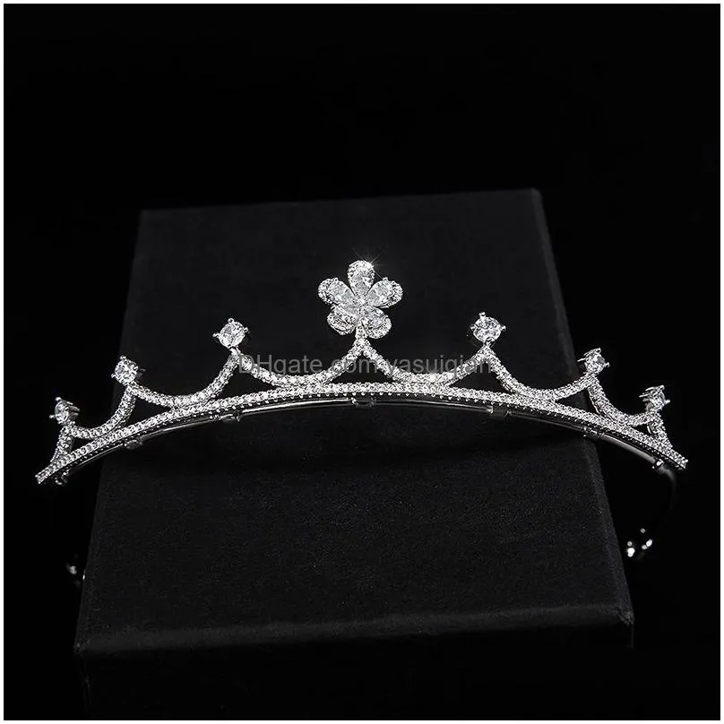 Wedding Hair Jewelry Simple Crystal Flower Tiaras And Crowns For Bride Prom Party Accessories Bridal Headpiece Gift Drop Delivery Hai Dhnjq