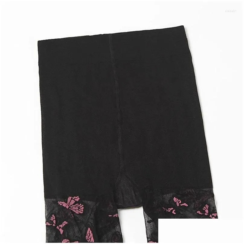Socks & Hosiery Women Fashion Womens Colorized Butterfly Y Stockings Thin Romper Black Tights Drop Delivery Apparel Underwear Women`S Dhvcu