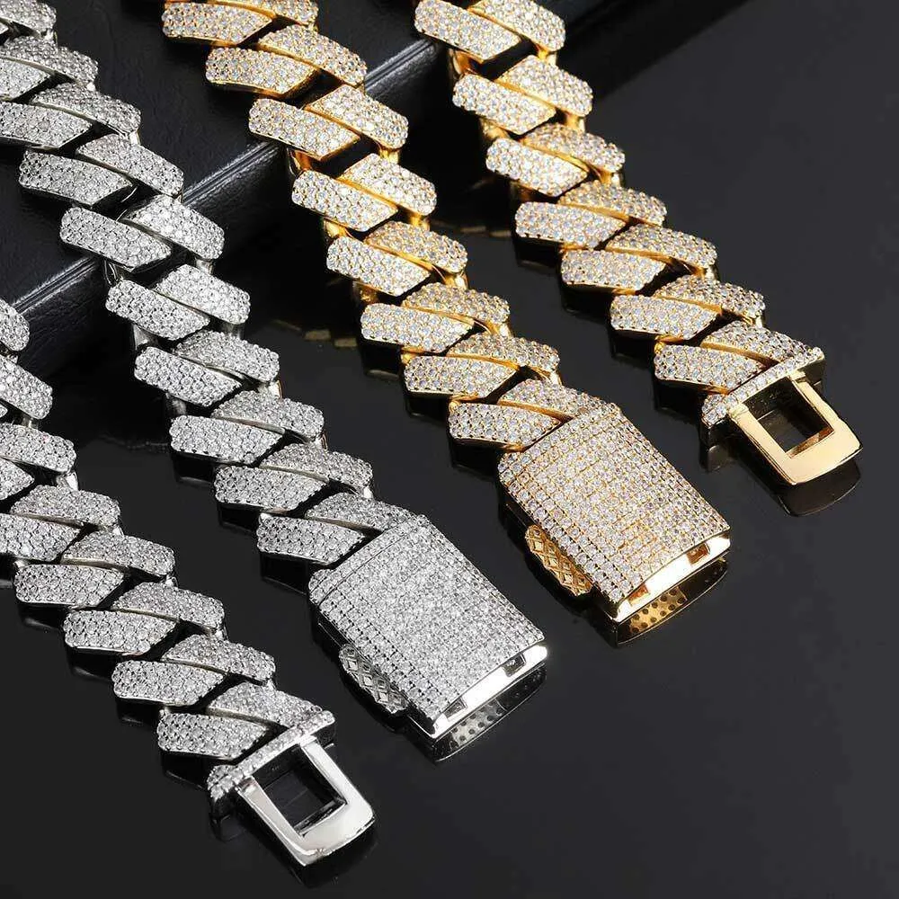 Wholesale Vvs Moissanite Diamond Hip Hop Jewelry Necklace 20mm Ice Out  Cuban Link Chain S Sier Bracelet