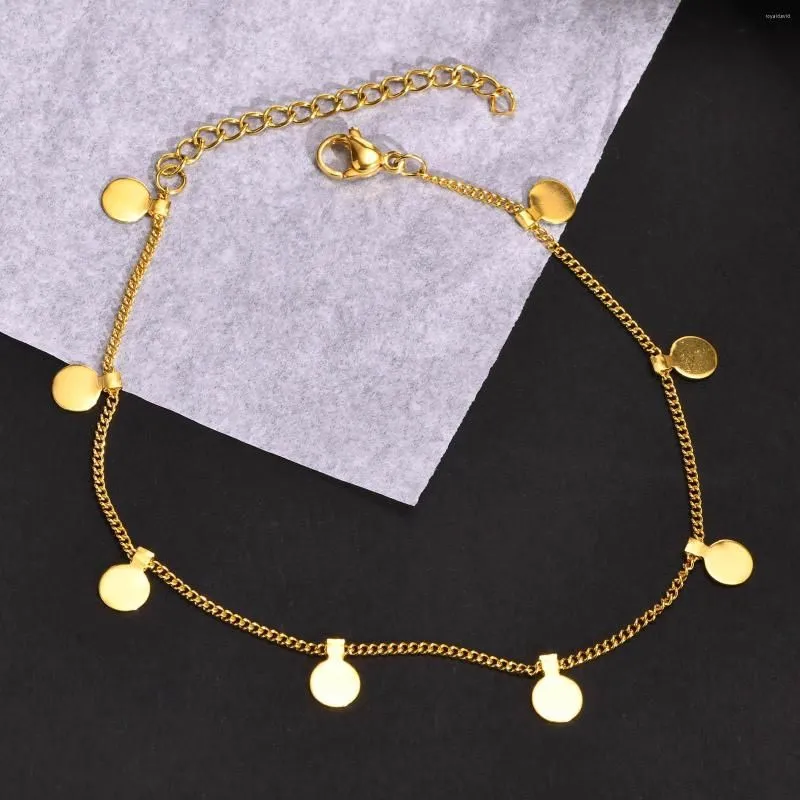 Anklets Korean Style Sweet Geometric Stainless Steel Anklet For Women Elegant Jewelry Bracelets On Foot Leg Beach Casual Chain Gift