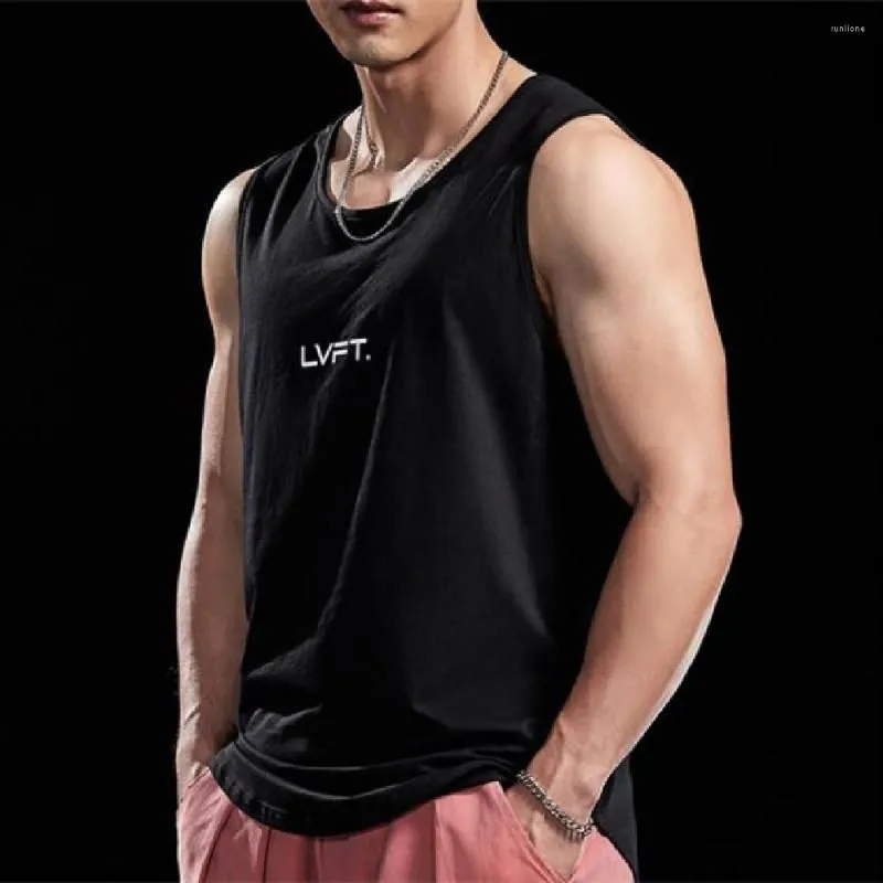 Men`s Tank Tops Summer Logo Vest Fitness And Leisure Round Collar Waistcoat Bodybuilding Training Comfortable Breathable Sportswear