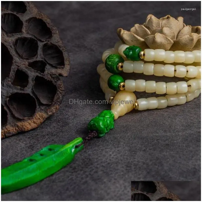 strand ox bone straight cut 108 beads black donkey hoof sheep horn pendant dragon feather wholesale bracelet