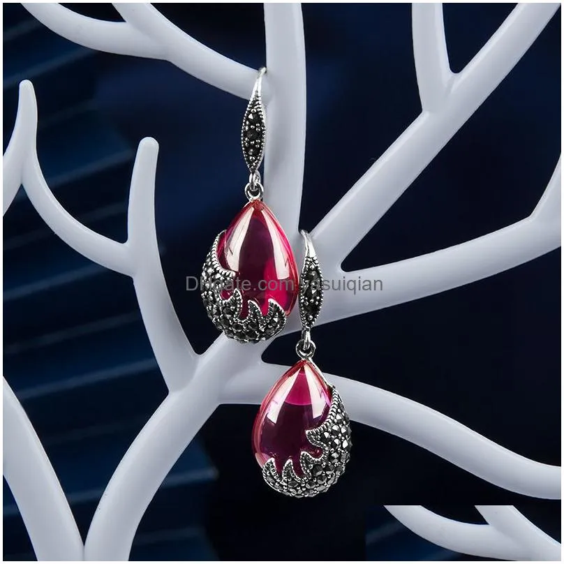 Dangle & Chandelier Vintage Marcasite Earrings With 15X20Mm Water Drop Type Onyx 925 Sier Jewelry Delivery Dhbwx