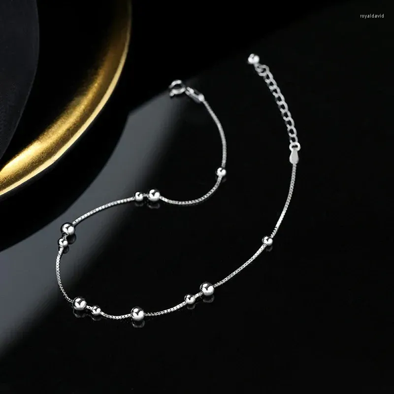 Anklets 925 Sterling Silver Geometric Round Bead Ankle Chain 2024 Sexy Jewelry Fashion Birthday Gift