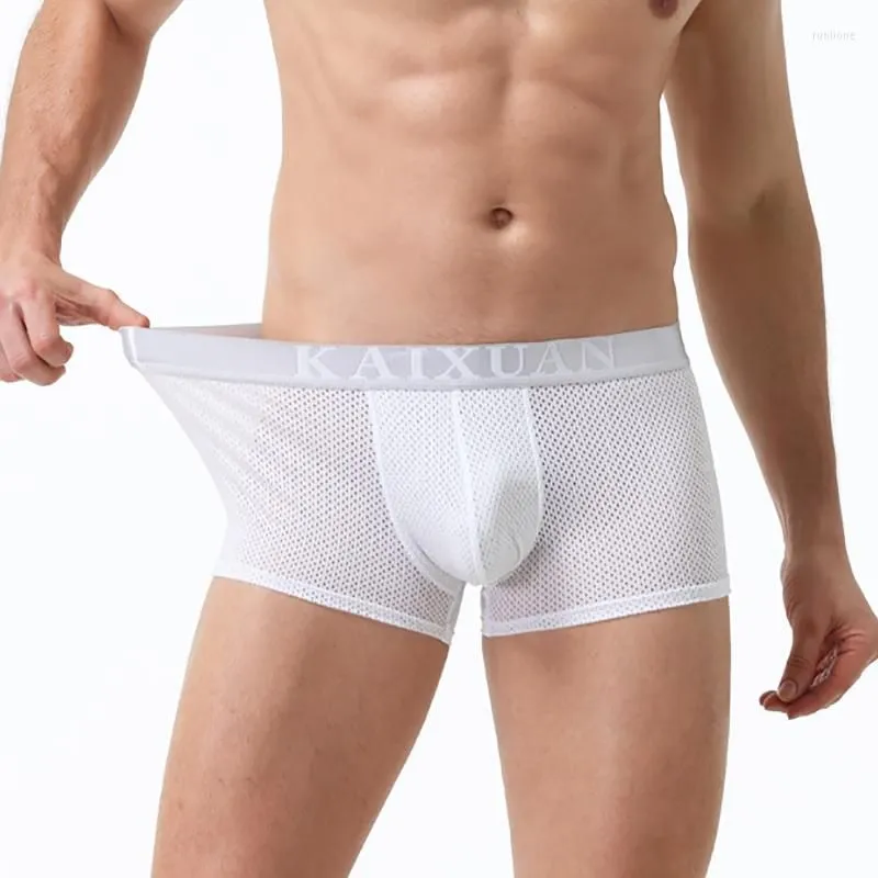 Underpants 3PCS/Lots Mens Boxer Shorts Ice Silk Mesh Underwear Cueca Breathable Boxershorts Calzoncillo Hombre Slip Elastic Gay
