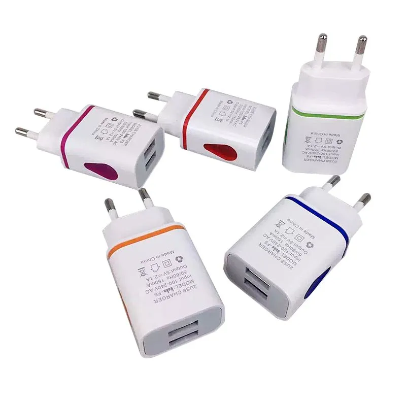 in stock 5V 2.1A Drops of Water Led Light Dual USB Ports US EU Plug AC Wall  Auto Fast Charging Power Adapter For iPhone