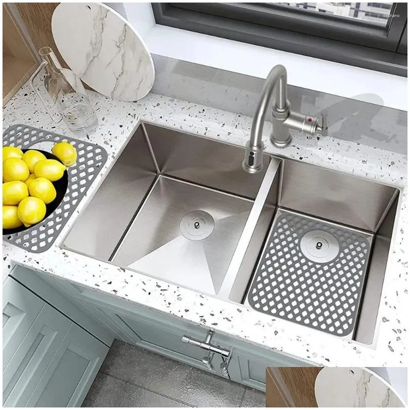 kitchen faucets mildew proof foldbale hollow heat insulation countertop mat tableware dishes drying drain pad sink protector