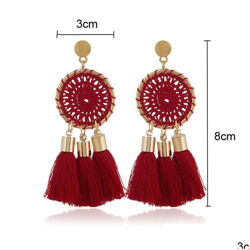 Dangle & Chandelier 2021 Fashion Statement Tassel Earrings For Women Vintage Ethnic Drop Boho Diamond Earring Party Eardrop Accessori Dhm5R