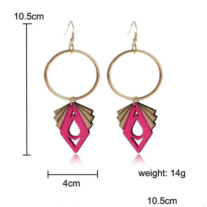 Dangle & Chandelier Earring Jewelry Printing Geometric Colorf Eardrop Afro Wooden Earrings Fashion Wood Statement Hoop For Women Lady Dh7O8