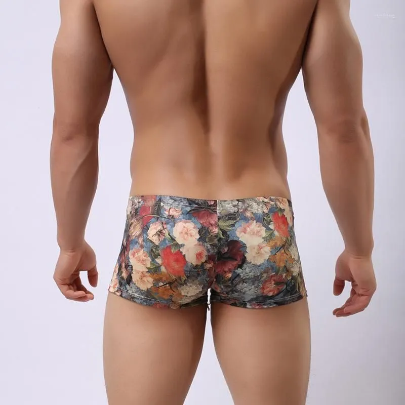 Underpants Sexy Men Panties Underwears Court Style Printing Men`s Boxers Breathable Silk Soft Male Under Wear