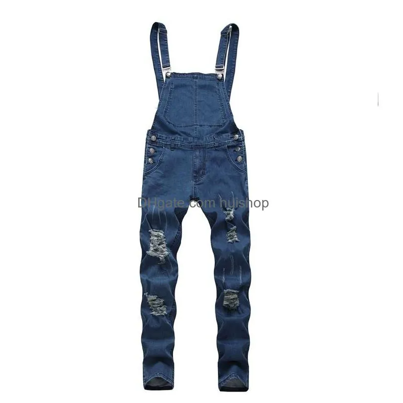 2021 oversize fashion men039s ripped jeans jumpsuits shorts summer hi street distressed denim bib overalls for man suspender pa7605231