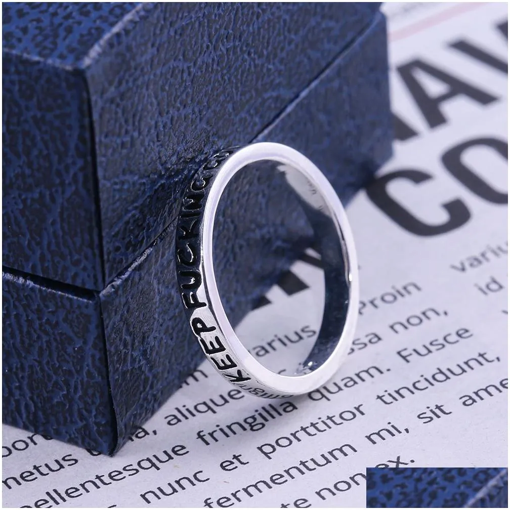 Band Rings Fashion Personalized Inspirational Letter Ring Keep Ing Going 925 Sier Gifts For Women Size 6 7 8 9 10 Drop Delivery Jewel Dhqeb