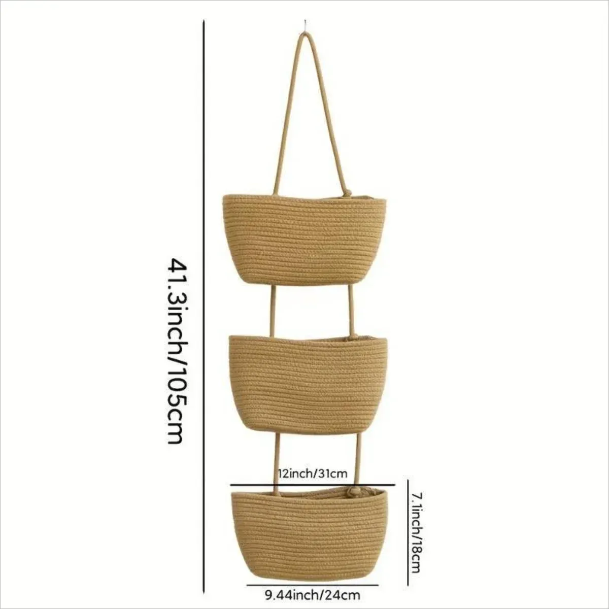 Baskets Wall Hanging Cotton Rope Woven Storage Basket Organizer 3 Tier Multipurpose for Home Bedroom Dormitory Toys Book Organization