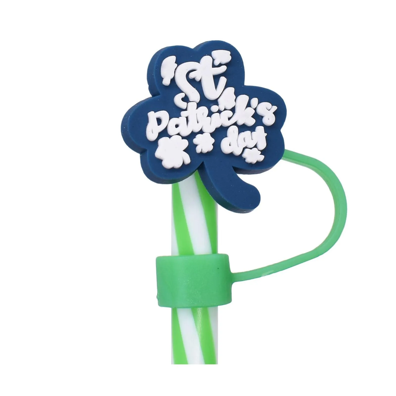 25 designs cartoon clover straw hat universal 10mm reusable straw plug cute soft rubber straw decoration set for child